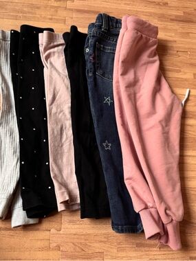 Cat & Jack Girls Pink and Black Matching Pants Set